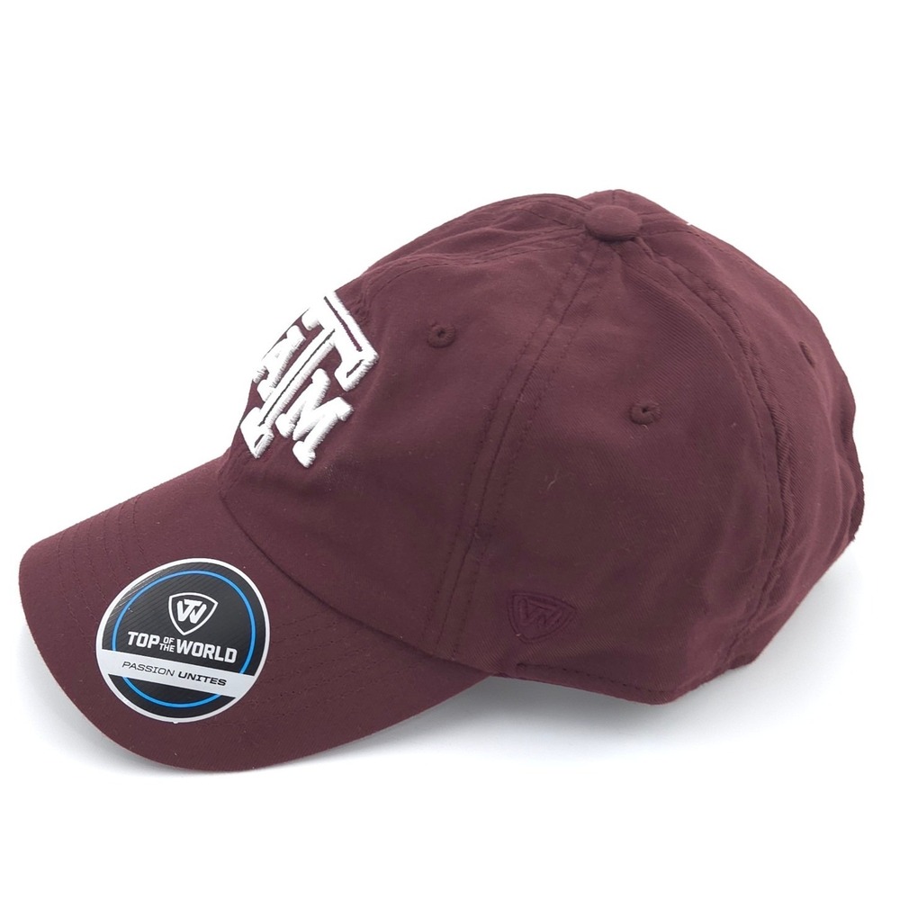 Texas A&M Hat Mens Maroon Red Adjustable Strapback Dad Cap Top of the World NEW - Picture 3 of 7